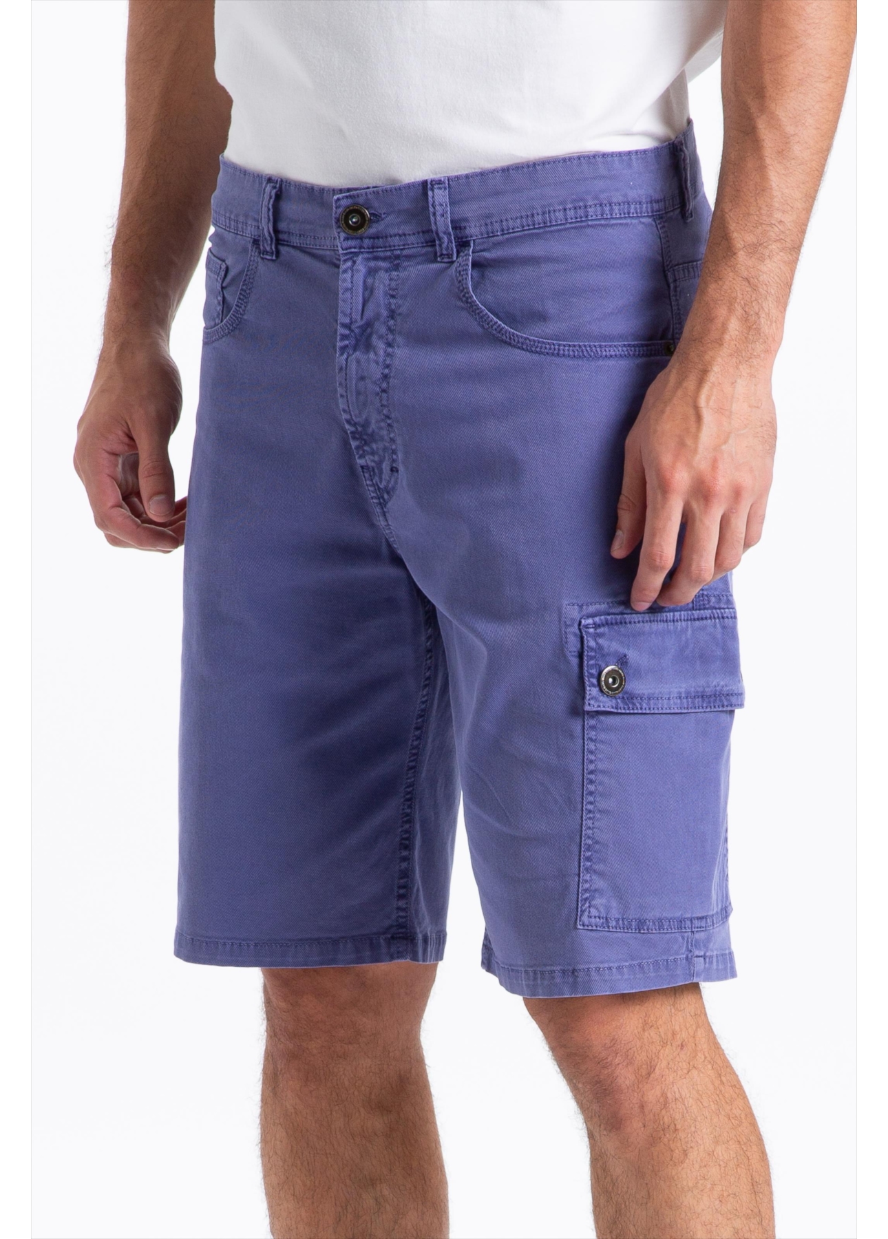 Bermuda Sarja Rain Long Cargo Azul Jeans