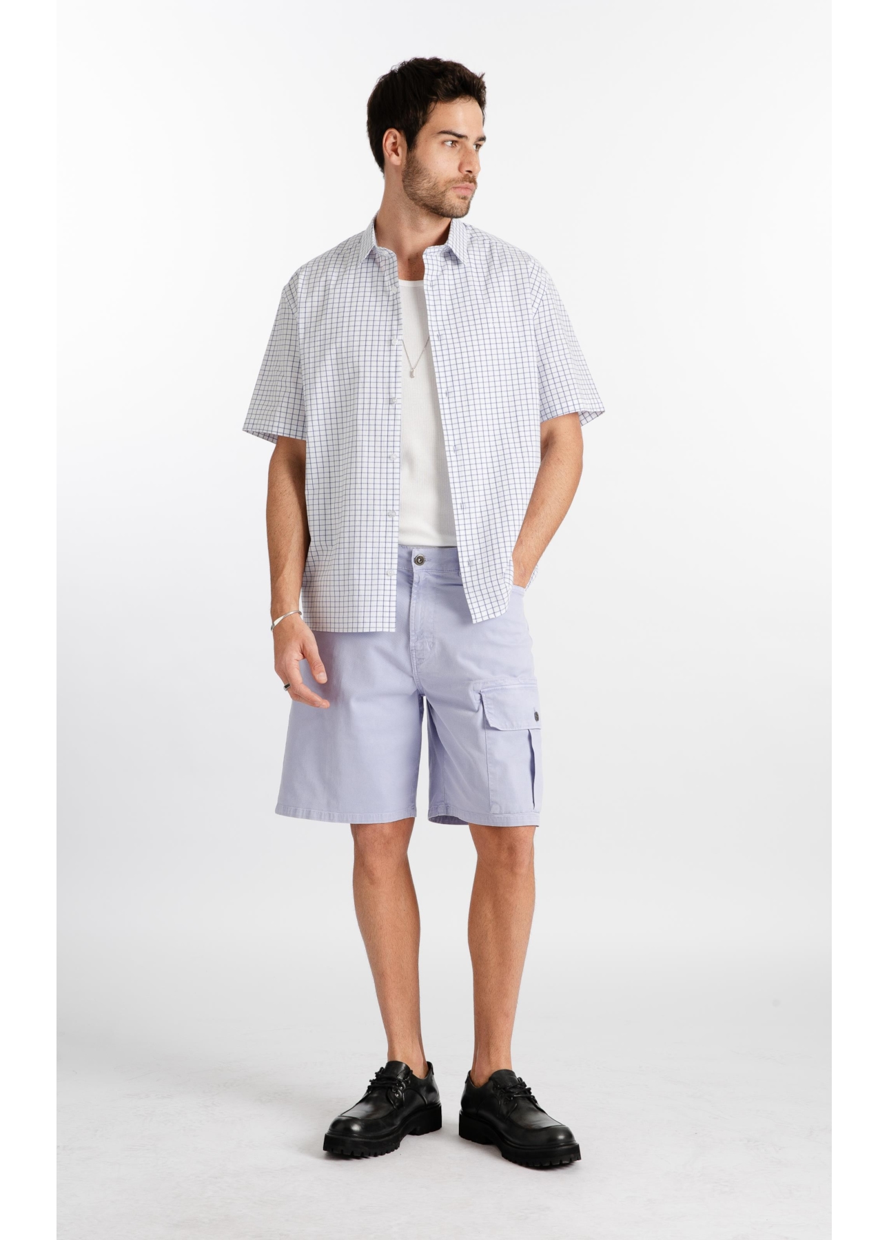 Bermuda Sarja Rain Wide Cargo Azul Seco