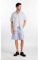 Bermuda Sarja Rain Wide Cargo Azul Seco