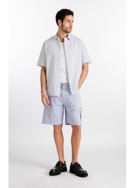 Bermuda Sarja Rain Wide Cargo Azul Seco