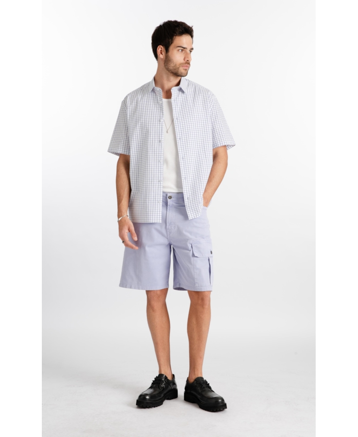 Bermuda Sarja Rain Wide Cargo Azul Seco