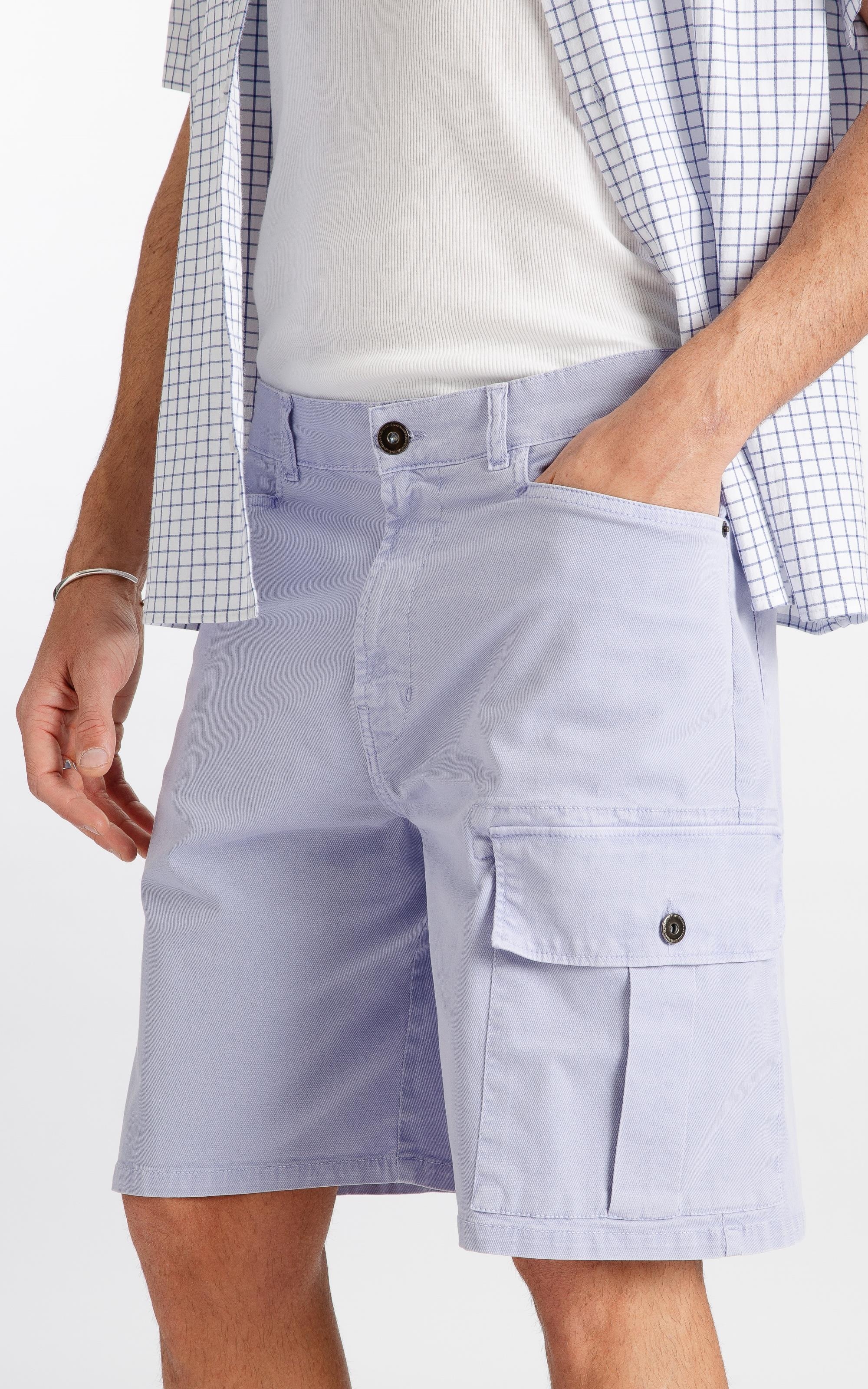 Bermuda Sarja Rain Wide Cargo Azul Seco