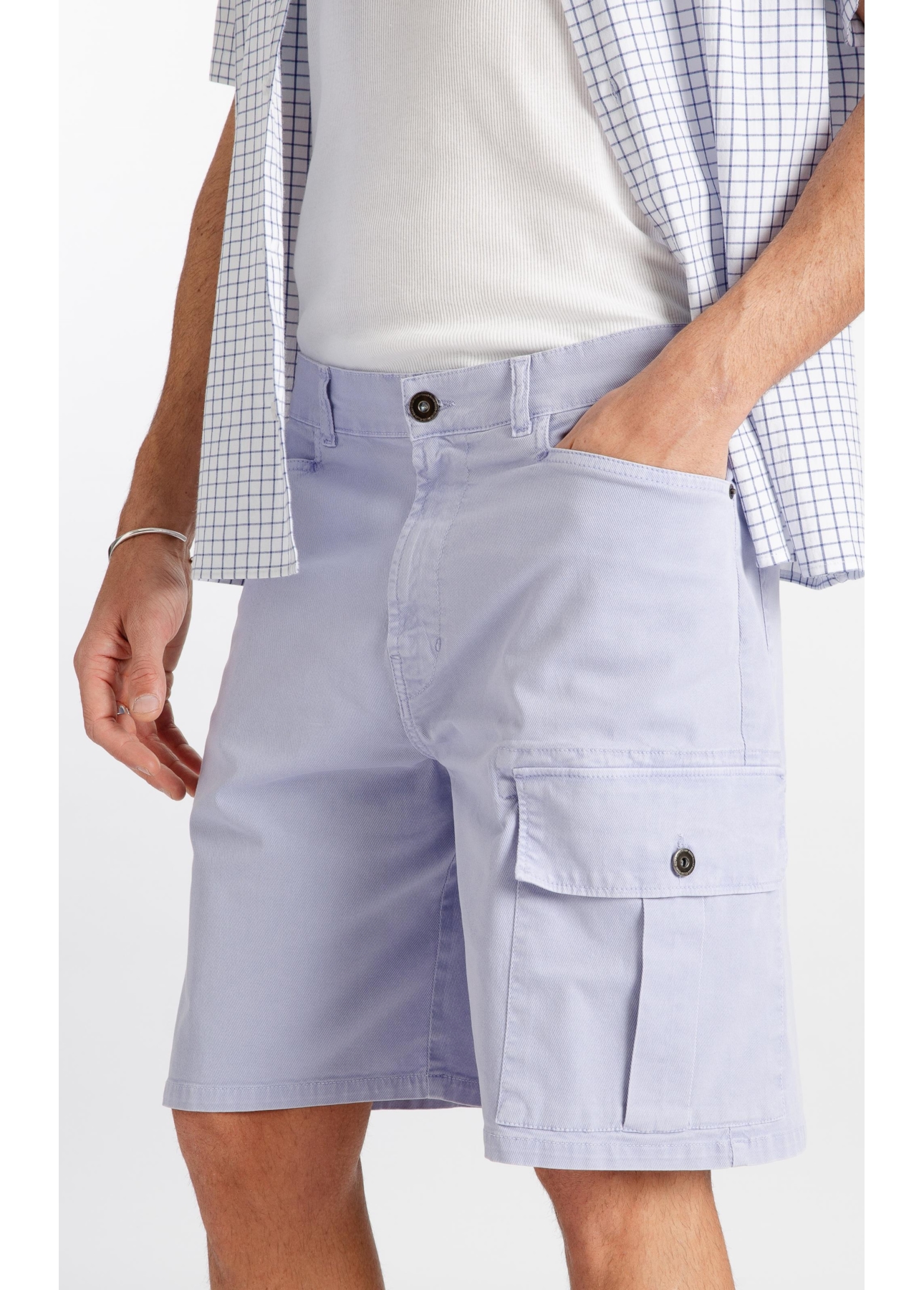 Bermuda Sarja Rain Wide Cargo Azul Seco