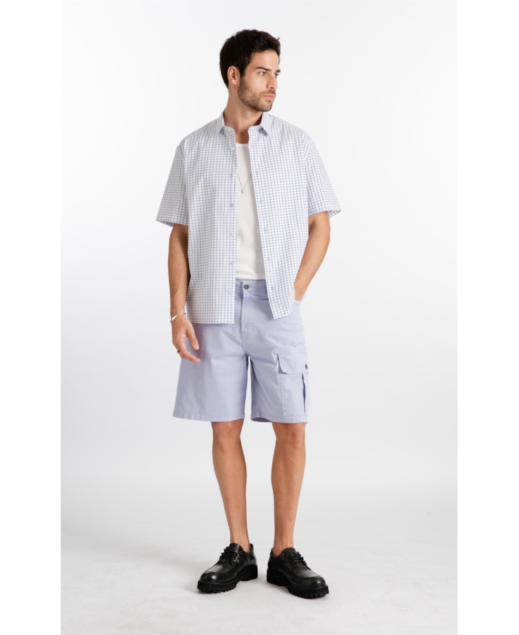 Bermuda Sarja Rain Wide Cargo Azul Seco