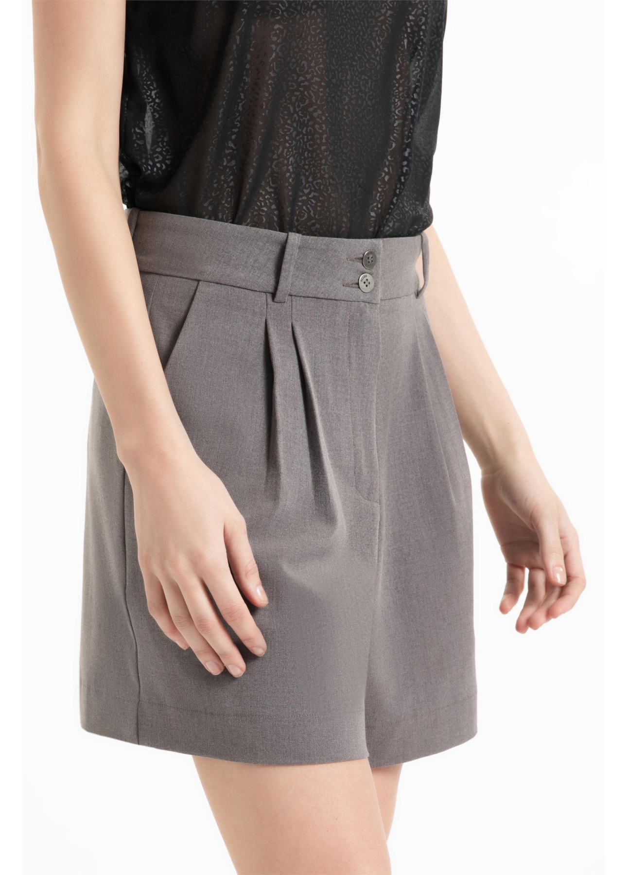Bermuda Tailoring Pleats Cinza Medio