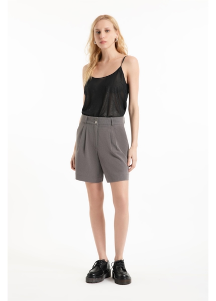 Bermuda Tailoring Pleats Cinza Medio