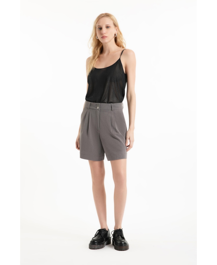Bermuda Tailoring Pleats Cinza Medio