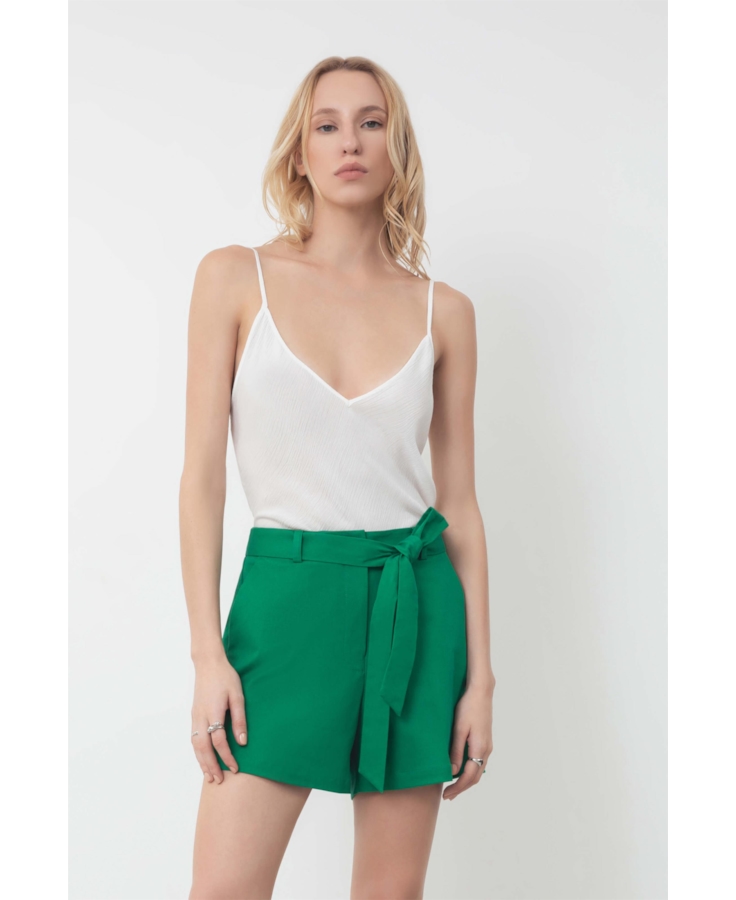 Bermuda Tega Evase Shorts Verde Bandeira