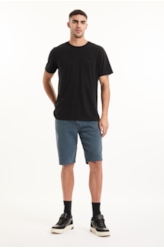 Bermuda Vintage Denim Color Long Navy Blue