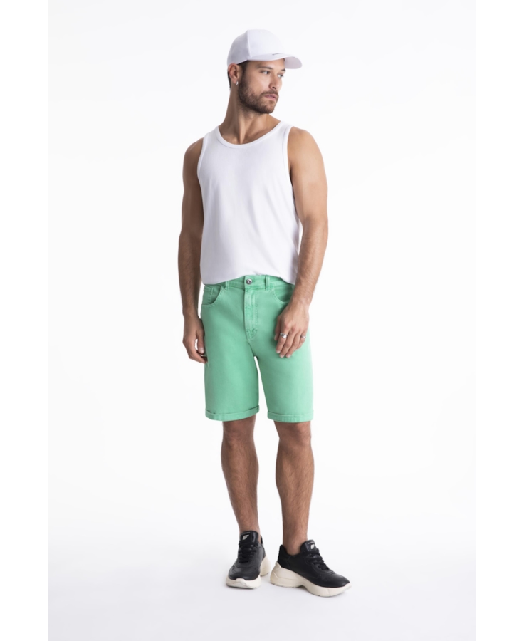 Bermuda Vintage Denim Color Rock Verde Maca