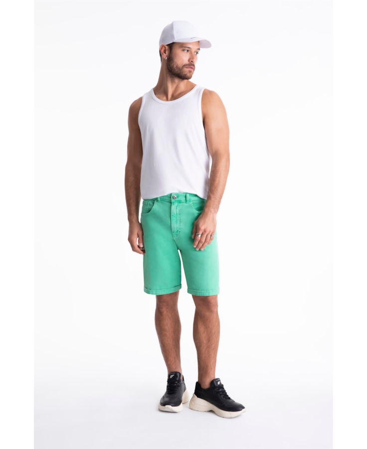 Bermuda Vintage Denim Color Rock Verde Maca