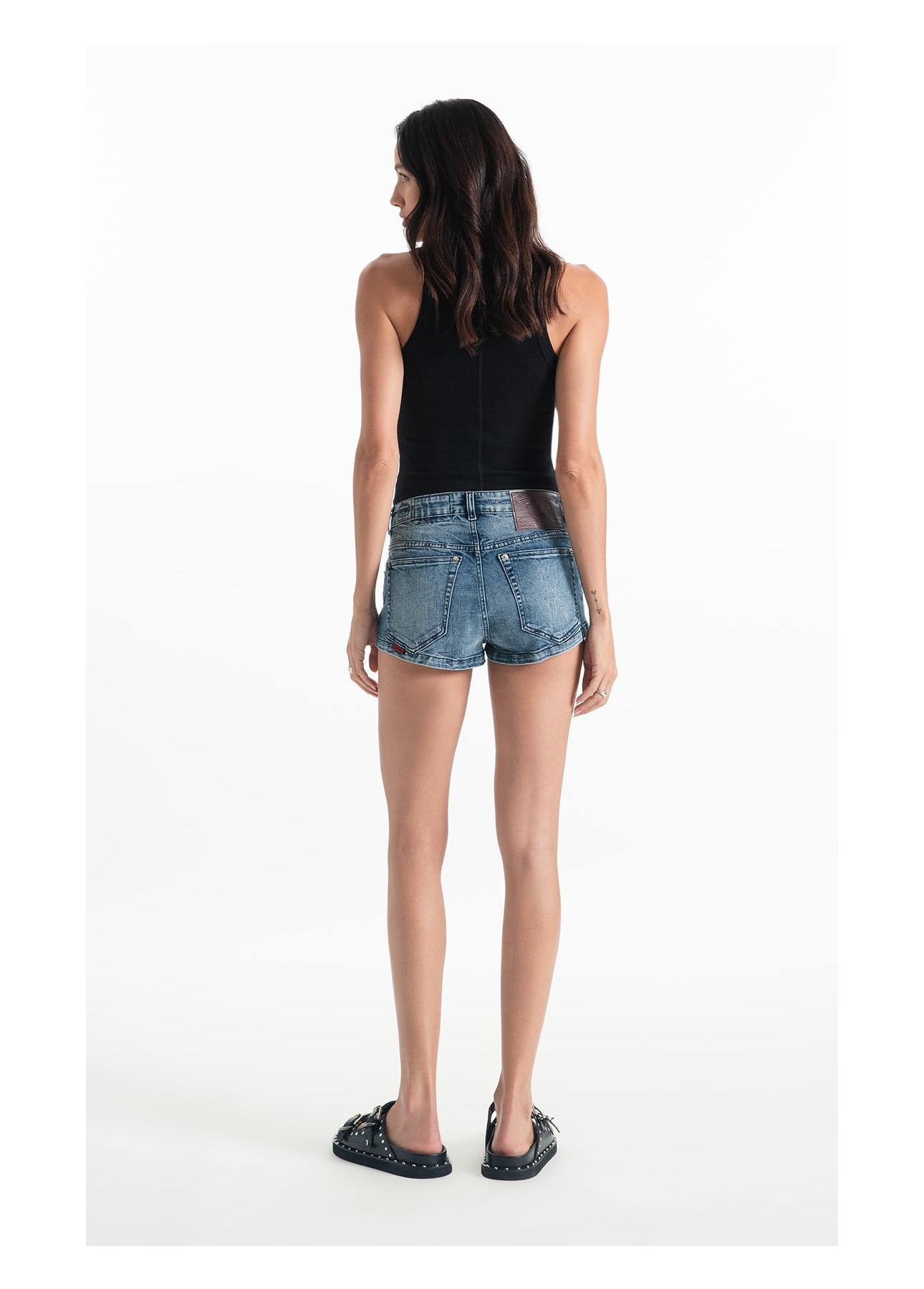 Bermuda Visco Indigo Elastic Mini 5 Pockets Lav.Medio C/ Sky e Rede