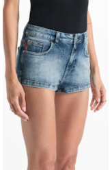 Bermuda Visco Indigo Elastic Mini 5 Pockets Lav.Medio C/ Sky e Rede