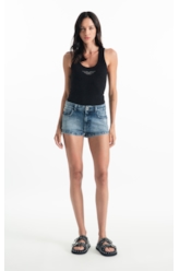 Bermuda Visco Indigo Elastic Mini 5 Pockets Lav.Medio C/ Sky e Rede