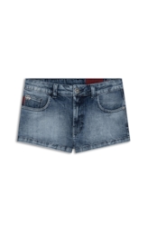 Bermuda Visco Indigo Elastic Mini 5 Pockets Lav.Medio C/ Sky e Rede