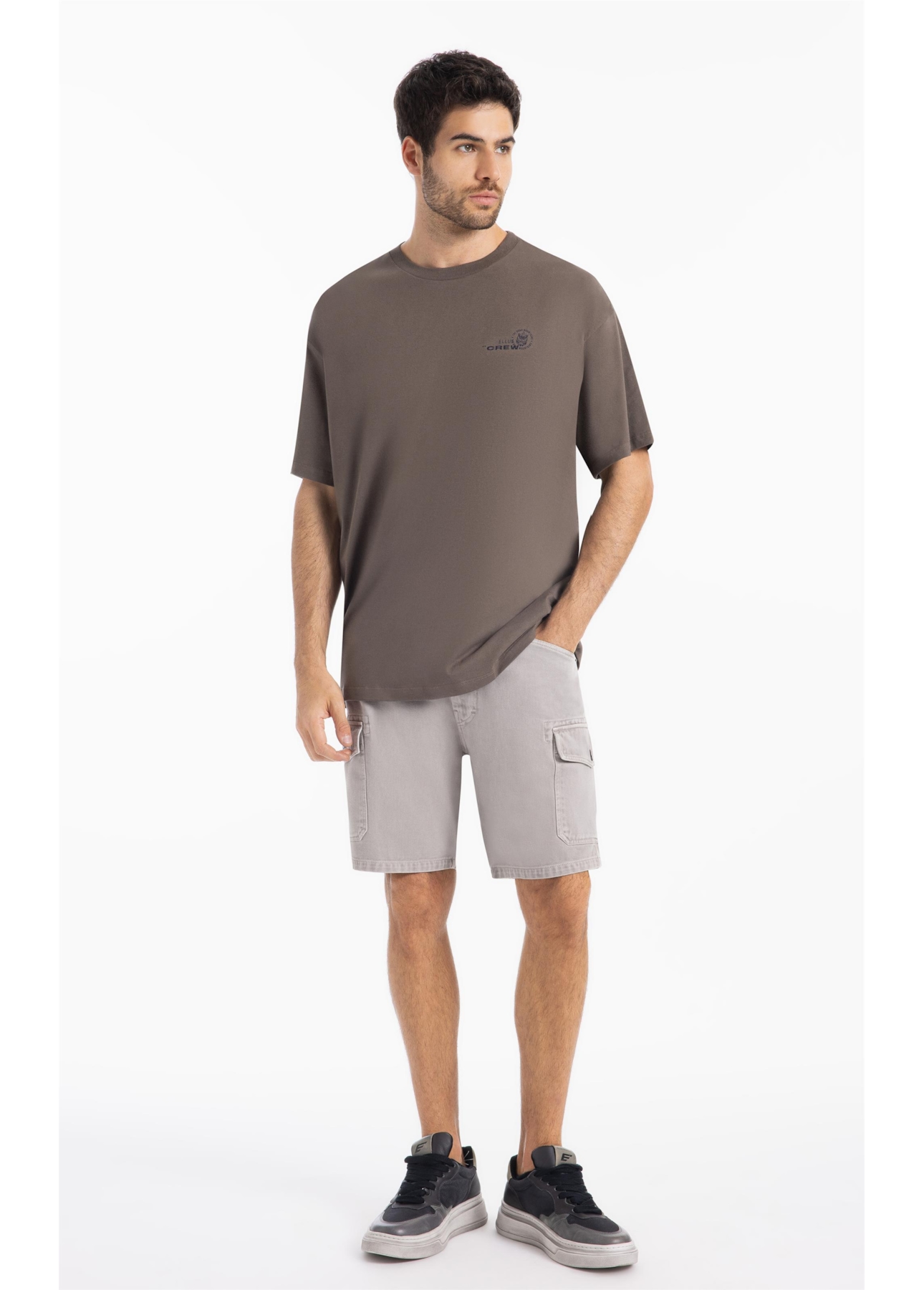 Bermuda White Denim Cargo Silver