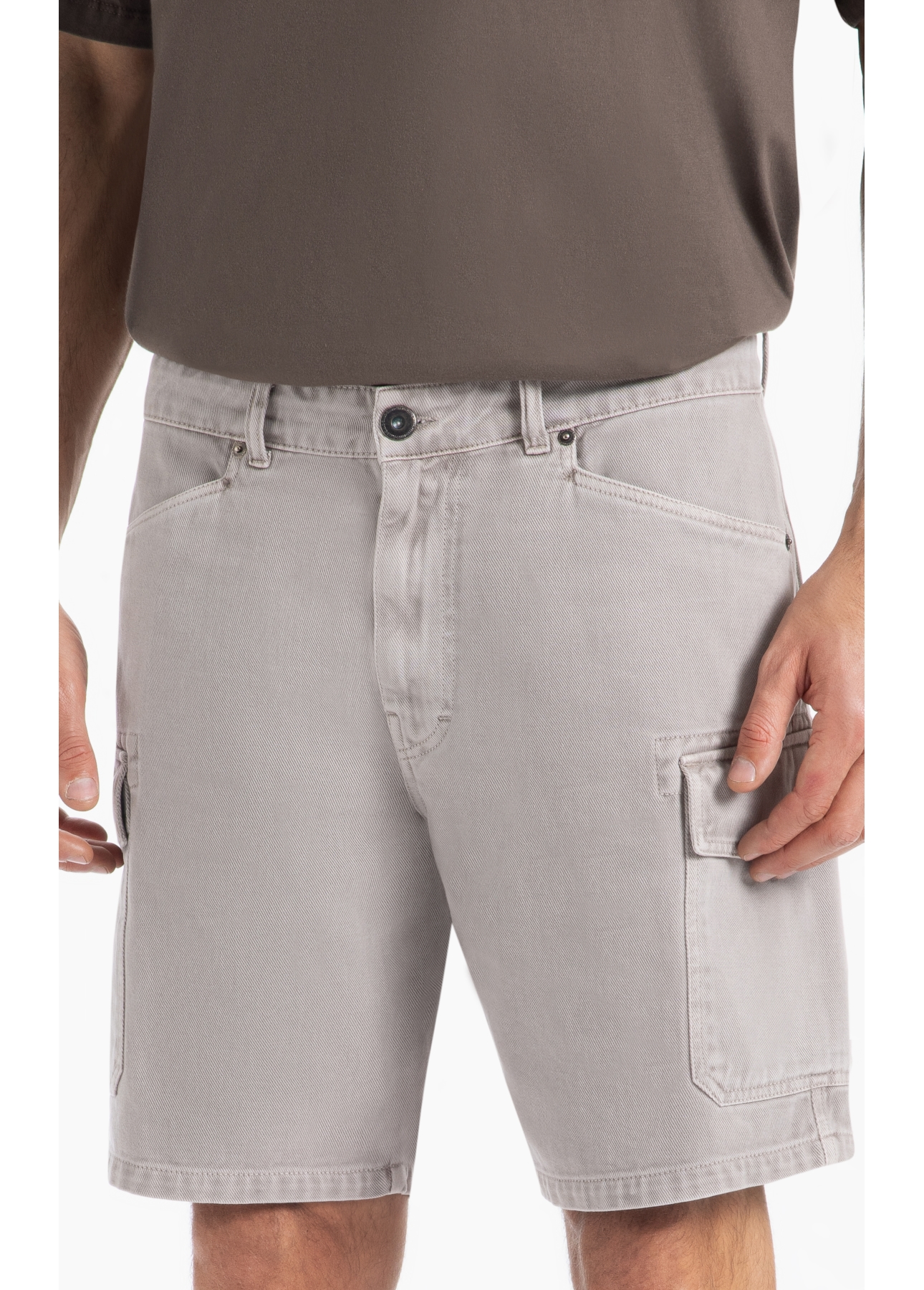 Bermuda White Denim Cargo Silver