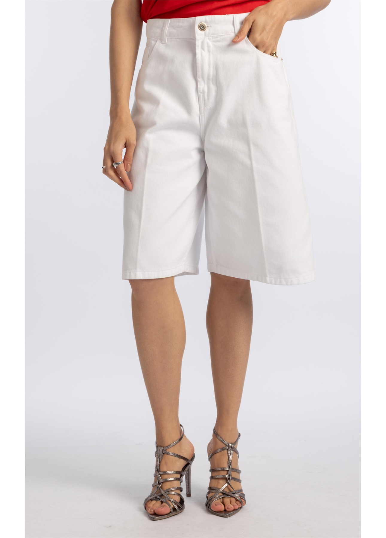 Bermuda White Denim Jhorts Branco