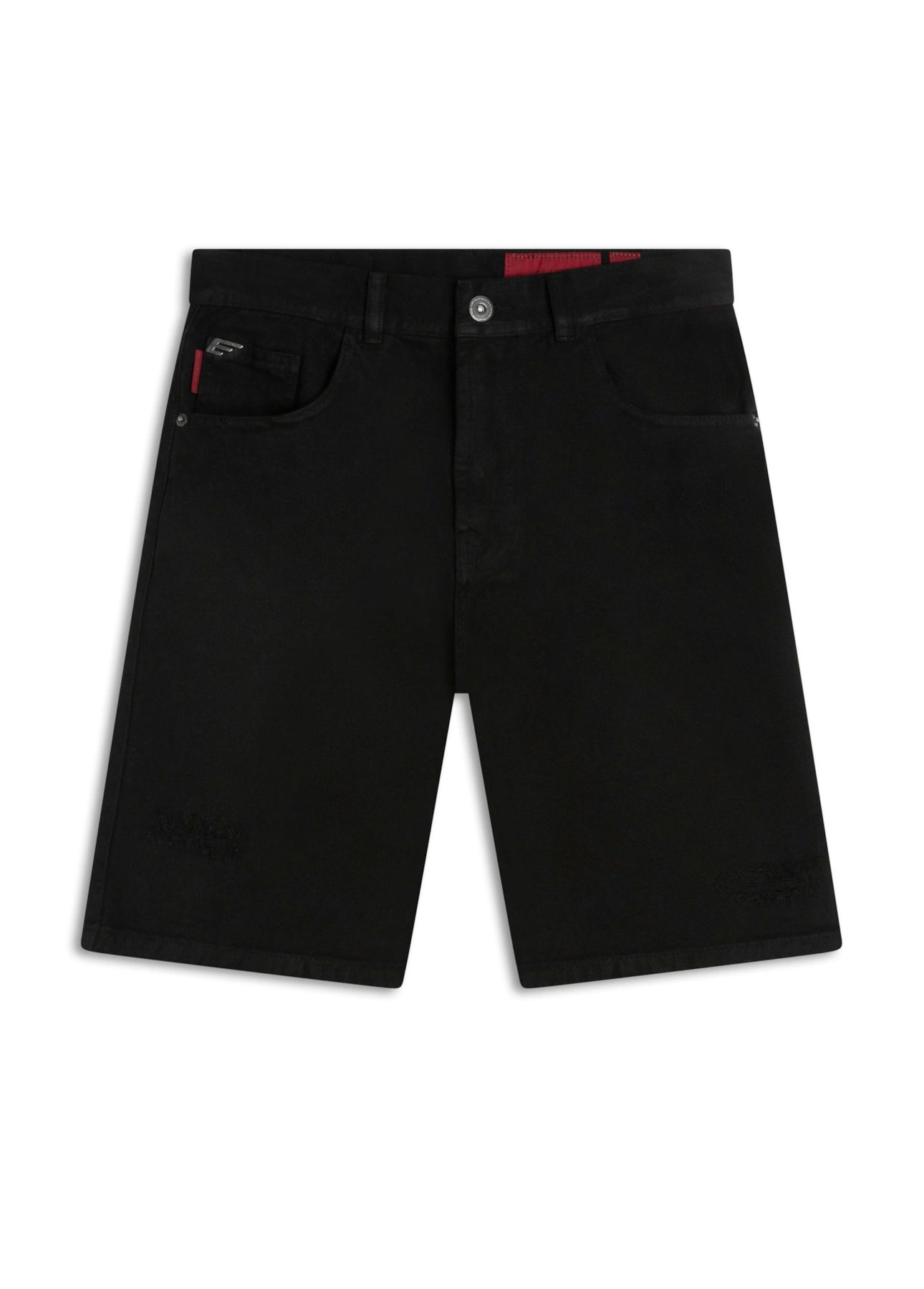 Bermuda White Denim Rock Preto