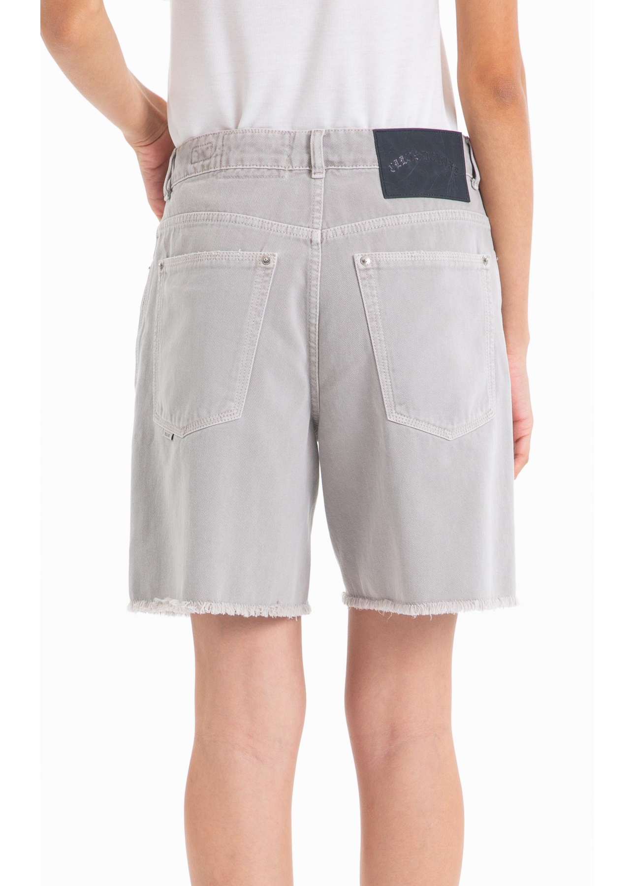 Bermuda White Denim Skate 5 Pockets Silver