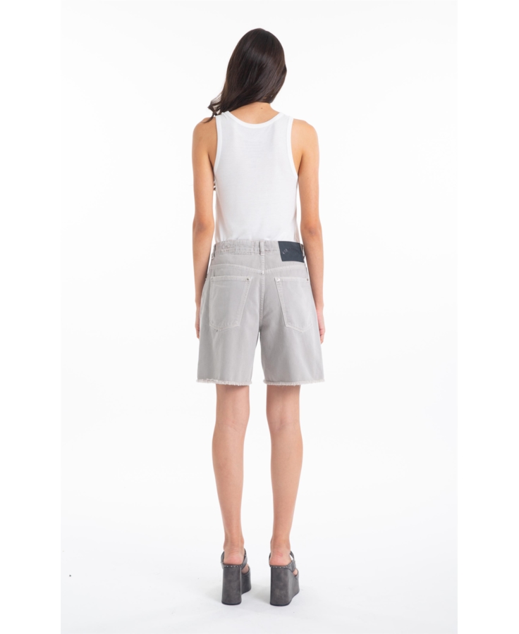 Bermuda White Denim Skate 5 Pockets Silver