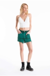 Bermuda White Denim Summer Bicolor Verde Army