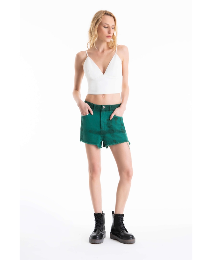 Bermuda White Denim Summer Bicolor Verde Army