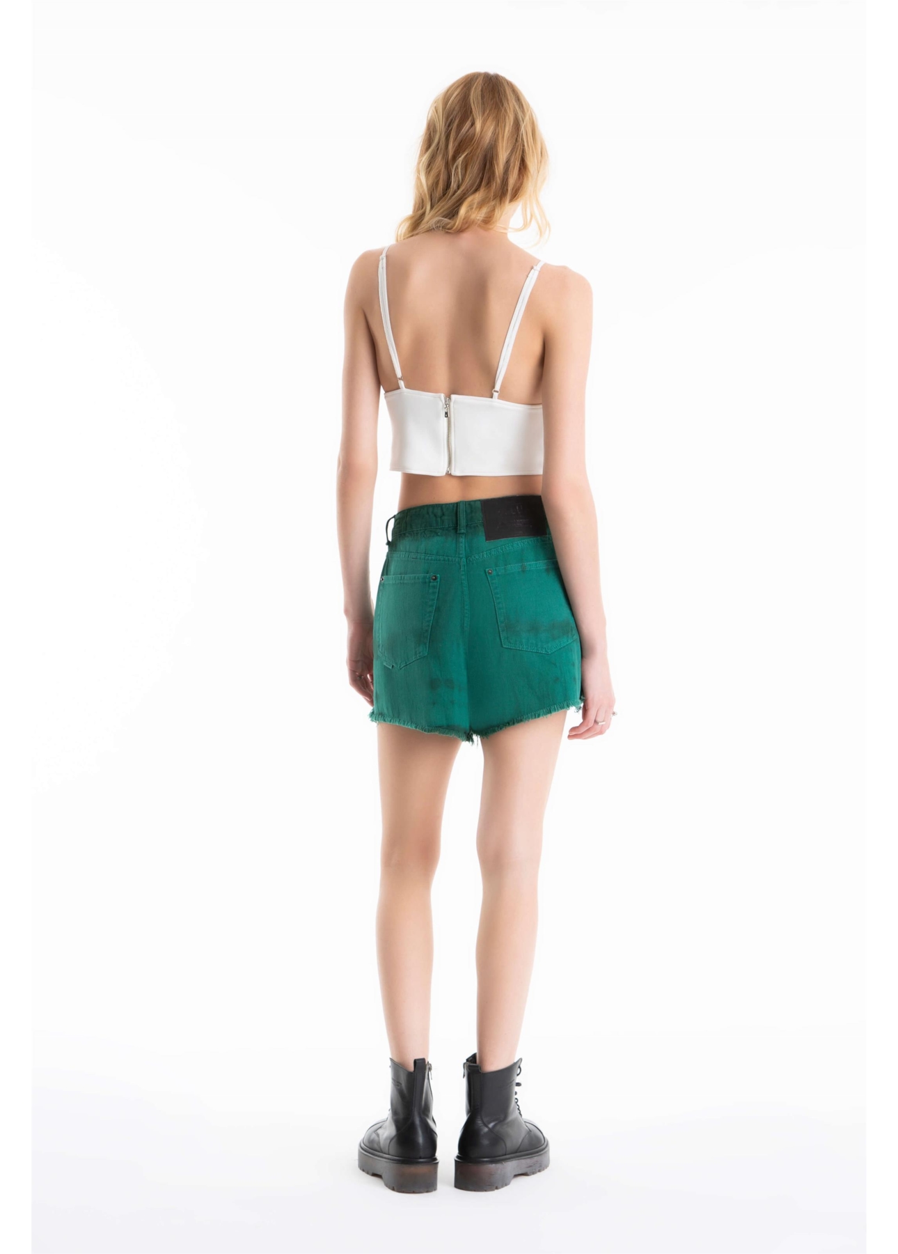Bermuda White Denim Summer Bicolor Verde Army