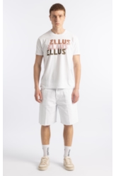 Bermuda White Denim Wide Filigrana Branco