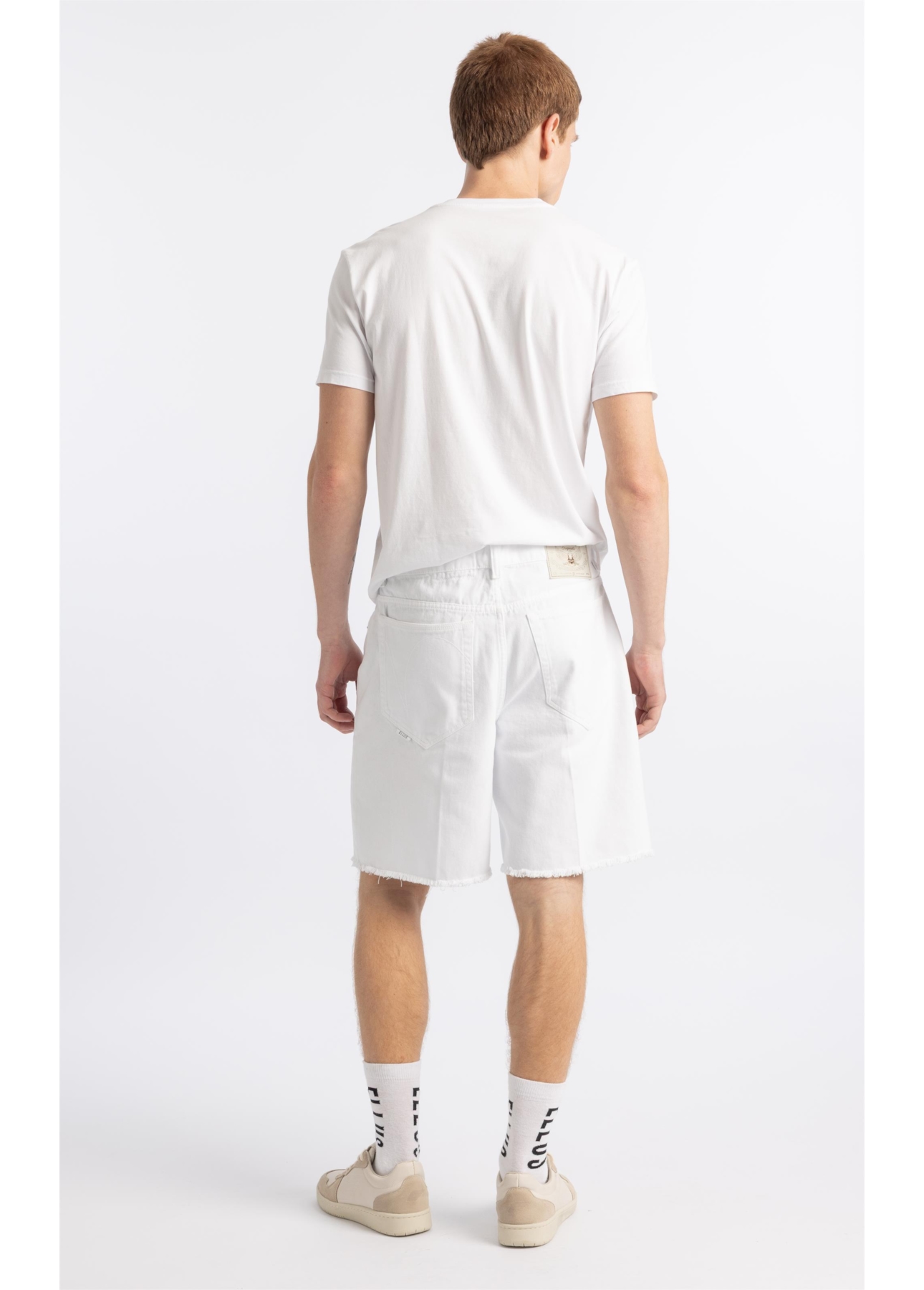 Bermuda White Denim Wide Filigrana Branco