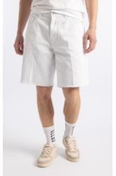 Bermuda White Denim Wide Filigrana Branco