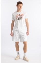 Bermuda White Denim Wide Filigrana Branco
