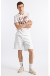 Bermuda White Denim Wide Filigrana Branco