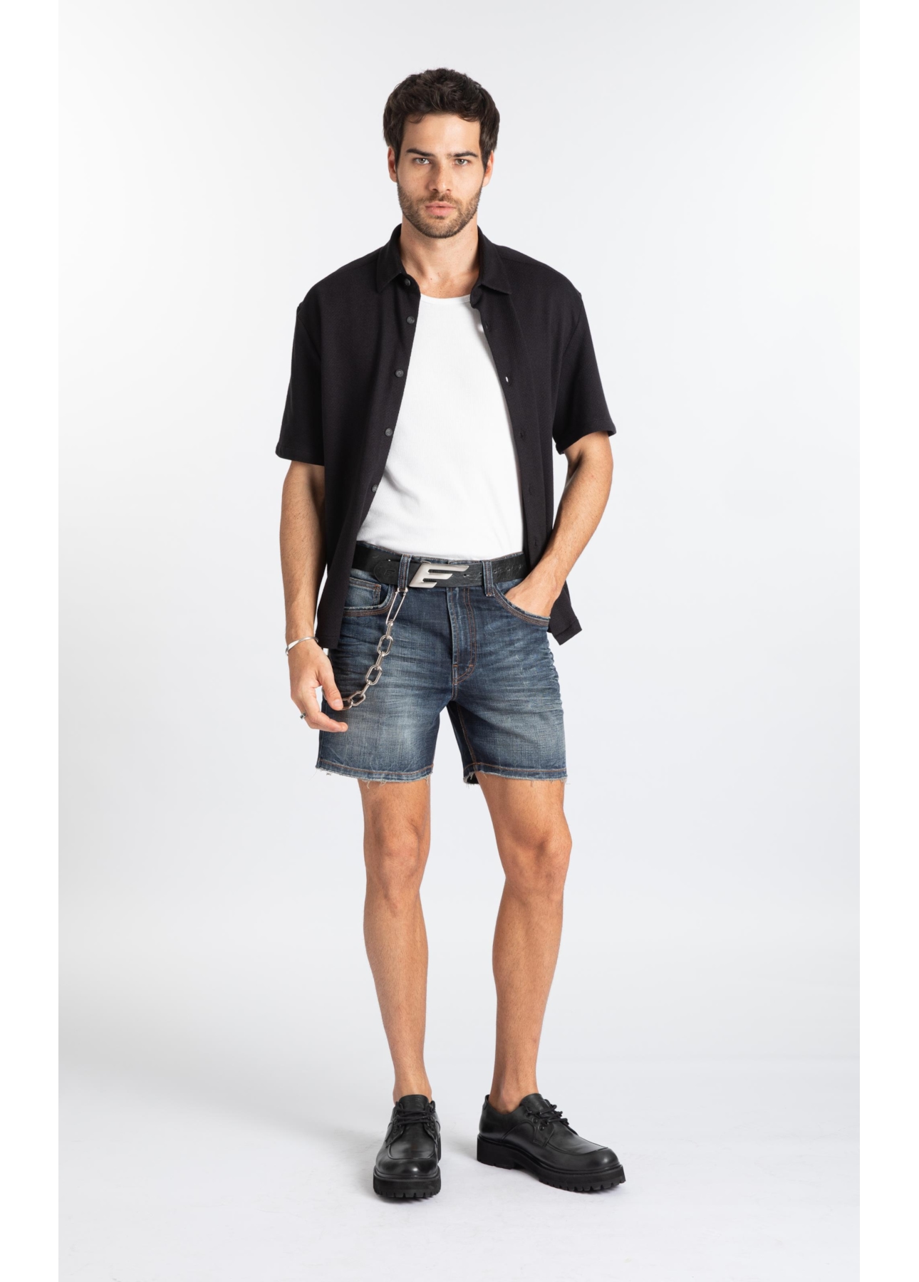 Bermudas Visco Indigo Elastic Filigrana Lav.Escuro