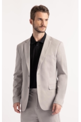 Blazer Interlock Knitted Cinza Claro            