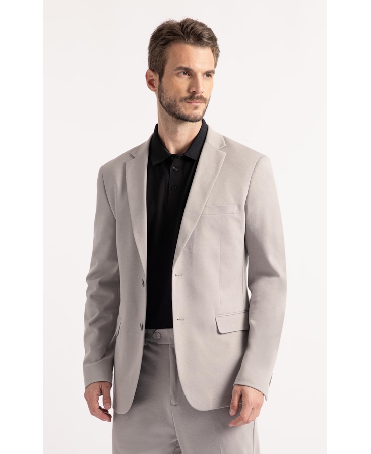 Blazer Interlock Knitted Cinza Claro            