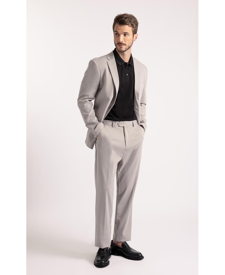 Blazer Interlock Knitted Cinza Claro            