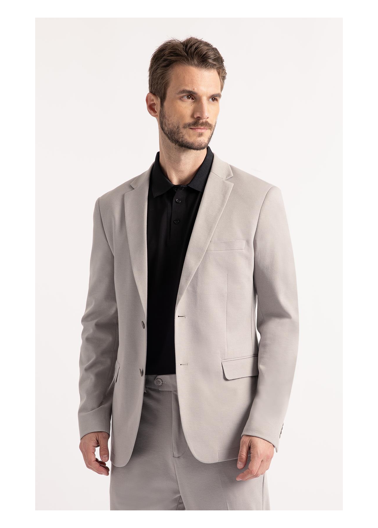Blazer Interlock Knitted Cinza Claro