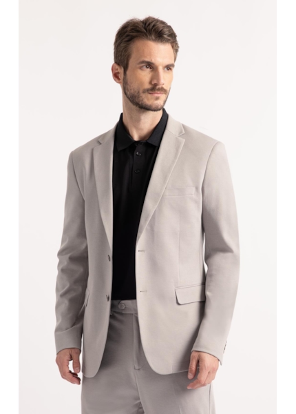Blazer Interlock Knitted Cinza Claro