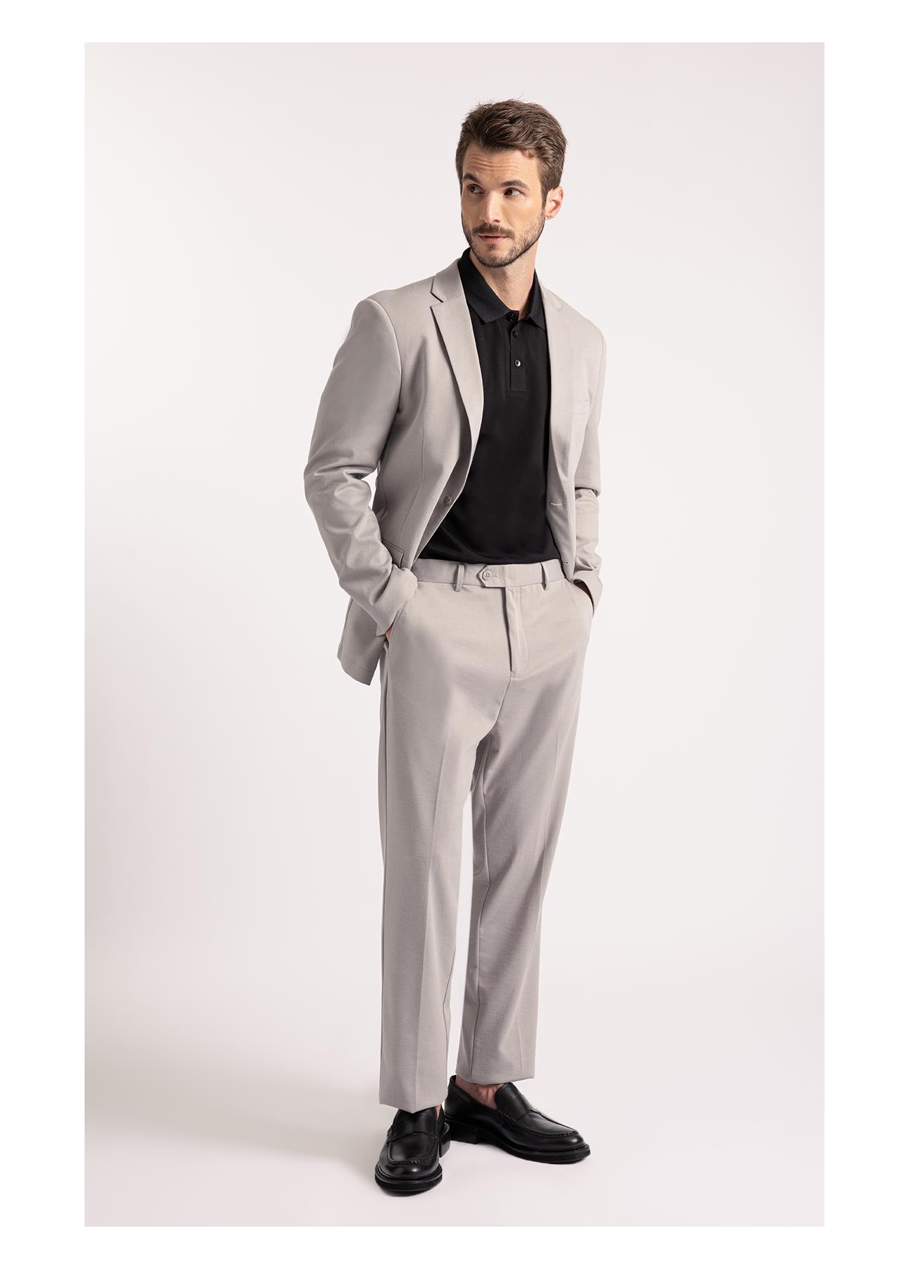 Blazer Interlock Knitted Cinza Claro