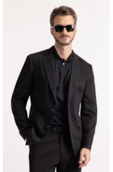 Blazer Interlock Knitted Preto