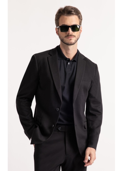 Blazer Interlock Knitted Preto
