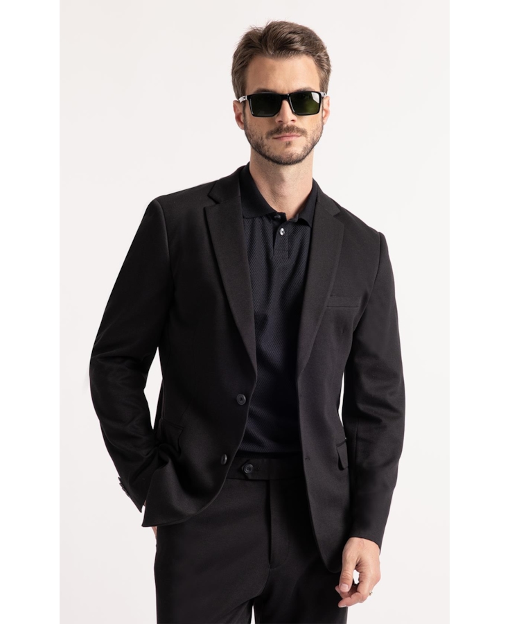 Blazer Interlock Knitted Preto