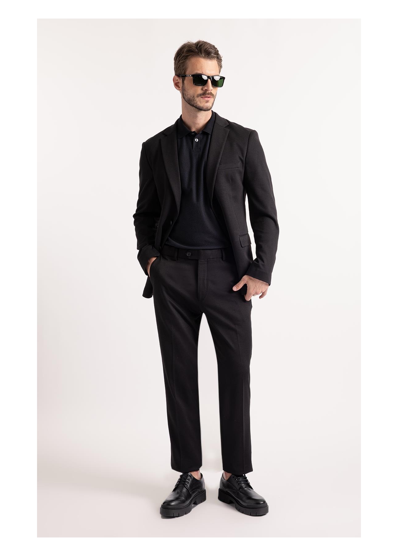 Blazer Interlock Knitted Preto