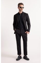 Blazer Interlock Knitted Preto