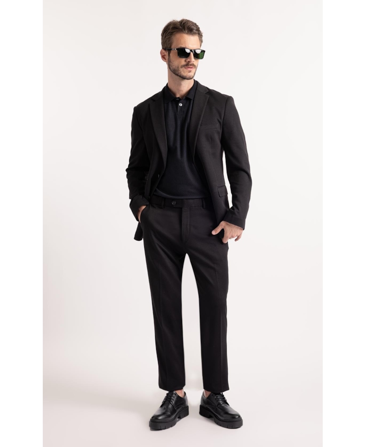 Blazer Interlock Knitted Preto
