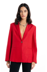 Blazer Linen Blend Blazer Oversized Bordeaux