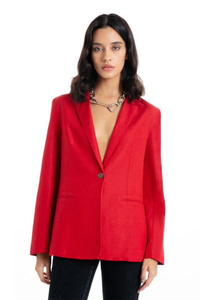 Blazer Linen Blend Blazer Oversized Bordeaux