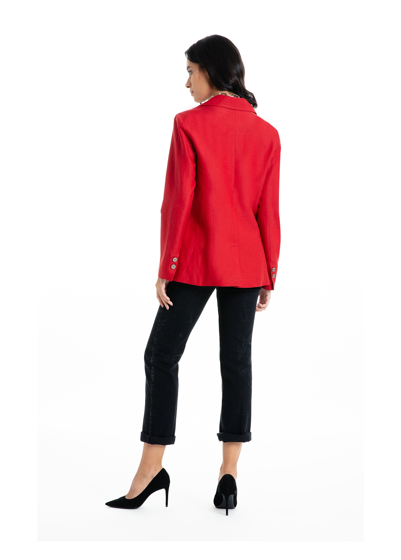 Blazer Linen Blend Blazer Oversized Bordeaux