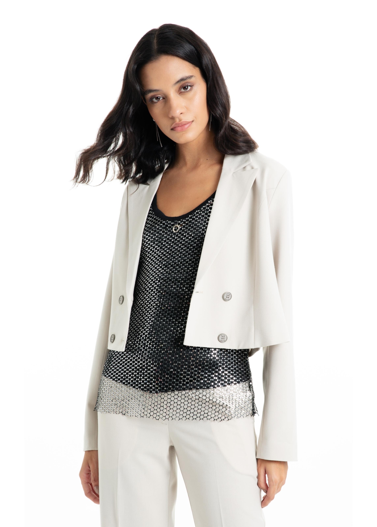 Blazer Tailoring Cropped Areia